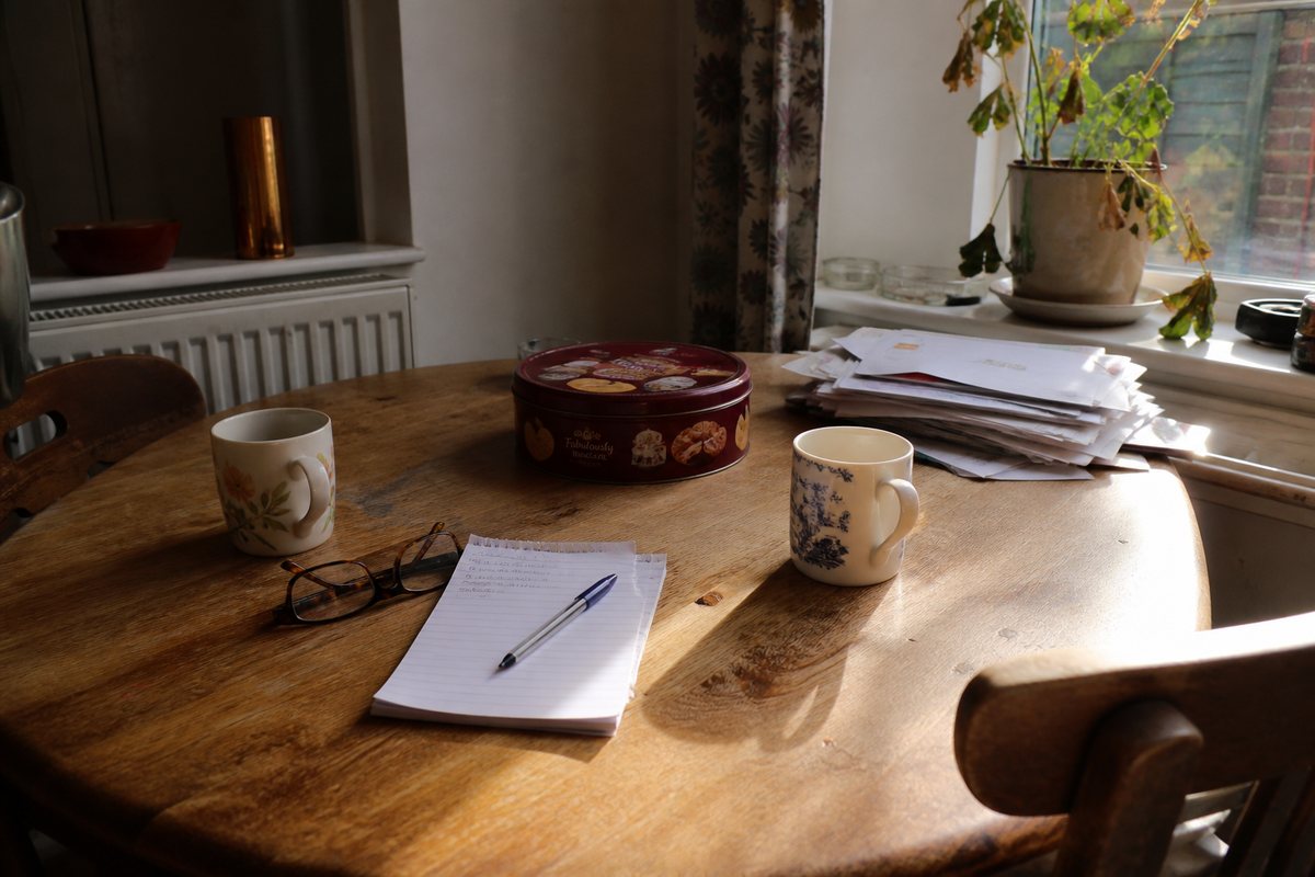 A table set out ready for a conversation